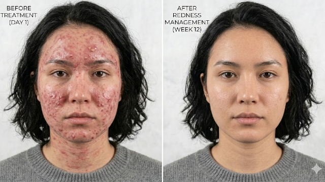 Chronic Facial Redness before and afetr