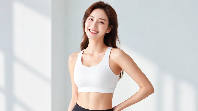 Woman in a white sports top facing the camera.