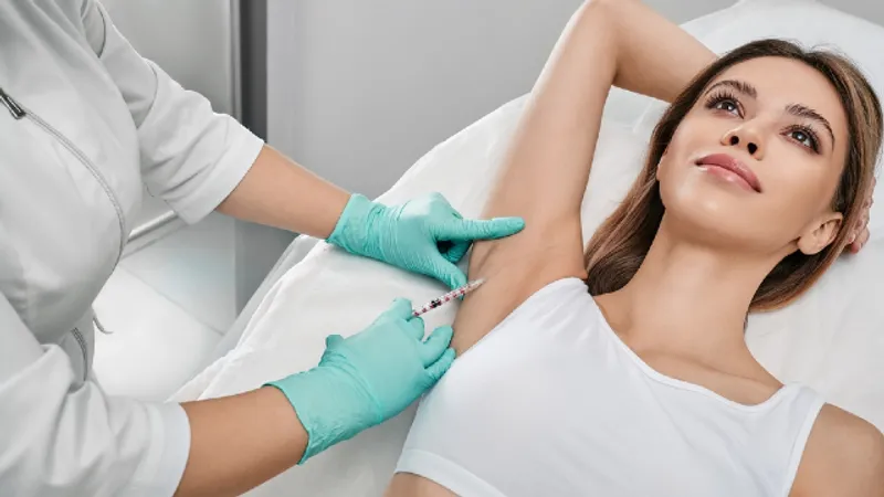 Underarm Botox procedure for excessive sweating and axillary hyperhidrosis treatment