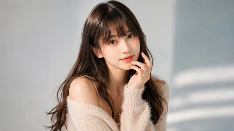 Young woman touching her chin gently, showcasing smooth skin texture and defined facial contours from MDCode point lifting