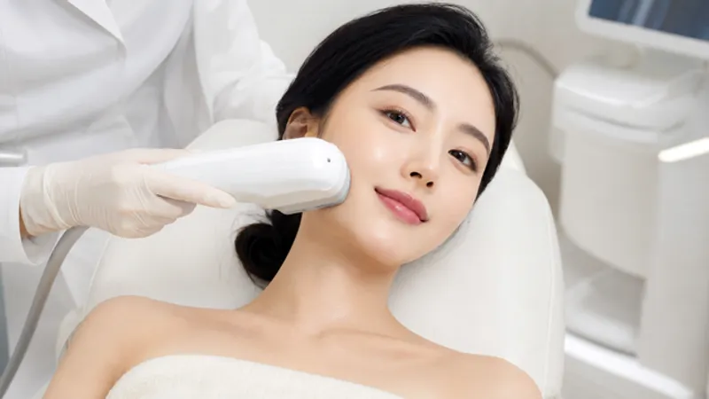 Doctor performing an anti-aging treatment for facial contour improvement