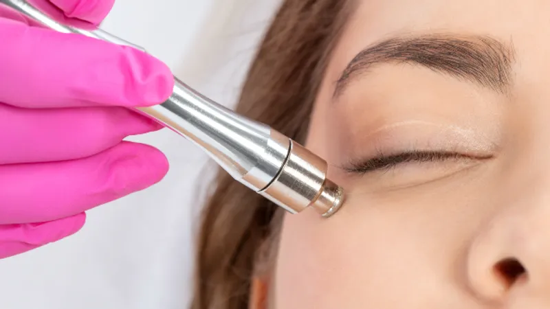 Patient receiving V-RO lifting treatment on the face.