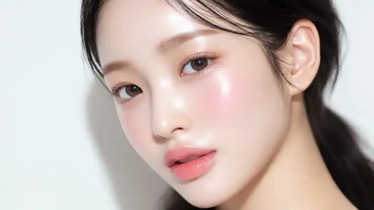 Woman with opened eyes, highlighting her facial contours.