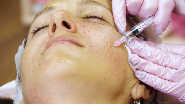 Patient receiving Rejuran treatment on the face.