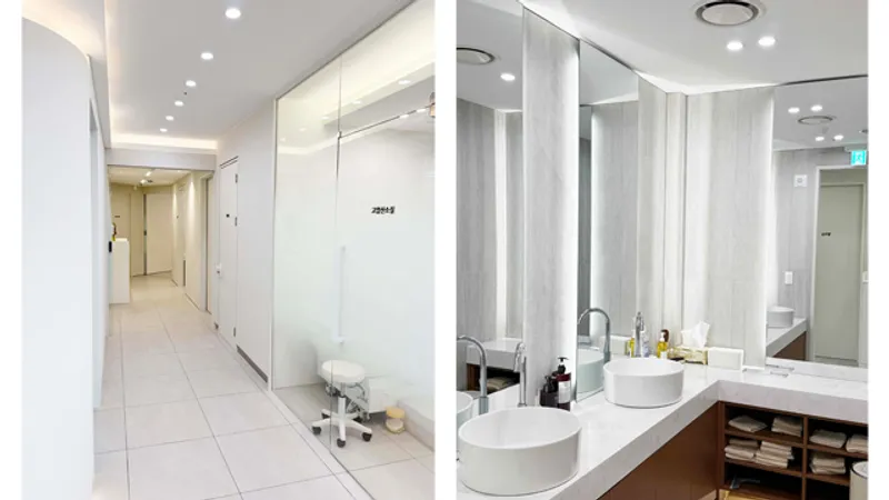 Clinic hallway and wash area at Le.J Plastic Surgery.